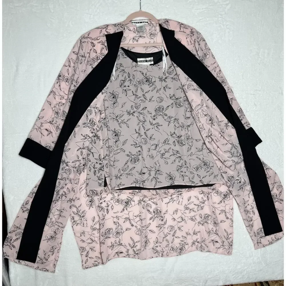Dana Kay 2 Pc Jacket Tank Set 22W Pink Floral Career Church Cottagecore NWT